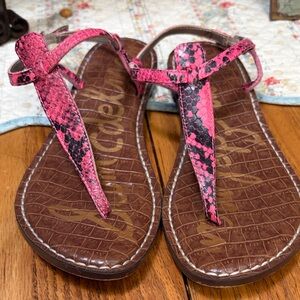 Sam Edelman Gigi Pink Snakeskin Embossed Sandals